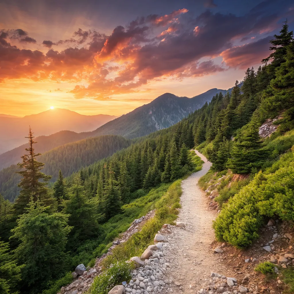 Mount Olympus trail at sunrise